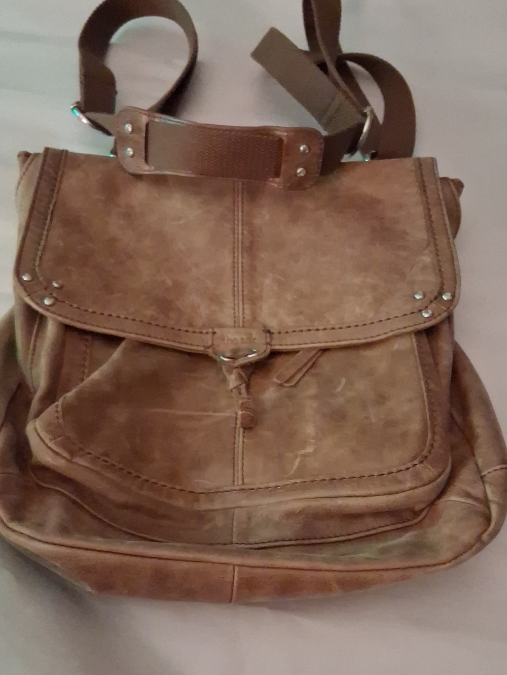 The Awesome Sak Brown Distressed Soft Leather Crossbody Backpack